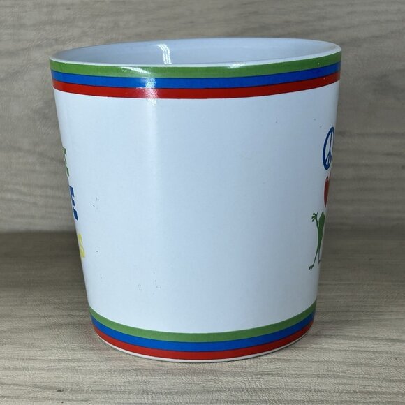 Rainforest Cafe Mug Peace Love Frogs Red Blue Green Yellow - Picture 4 of 6